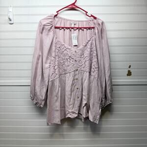 NWT Maurice’s Boho Sweetheart Neck Puff Sleeve Babydoll Style Top Size XXL